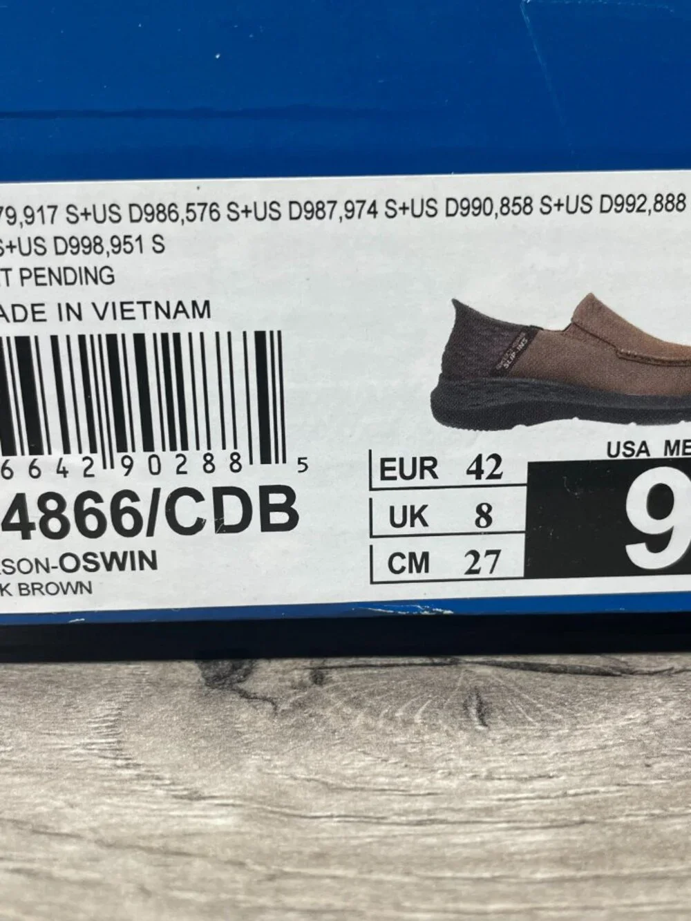 Skechers Mens Hands Free Slip Ins: Relaxed Fit, Memeory Foam: Dark Brown: Size 9